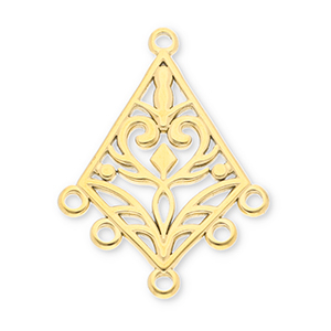 Stainless steel findings baroque rhombus with 5 loops Gold