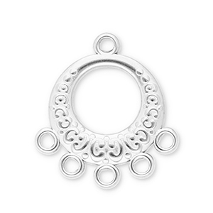 Stainless steel findings charms round with 5 loops Silver