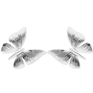 Stainless steel earrings / earpins butterfly Silver