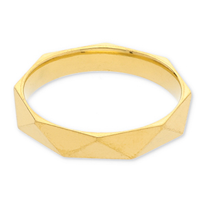 Stainless steel rings faceted cut Gold