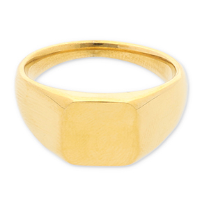 Stainless steel rings with square Gold