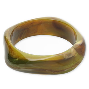 Bracelets bangle resin Olive Green-Brown-White