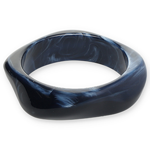Bracelets bangle resin Dark Blue-White