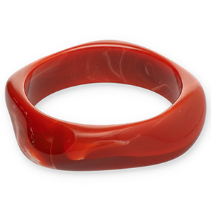 Bracelets bangle resin Rust Red-White