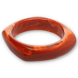Bracelets bangle resin Rust Red-White