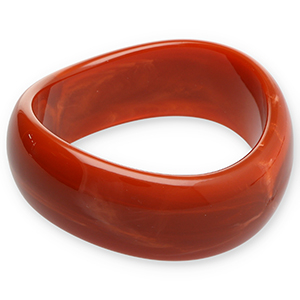 Bracelets bangle resin Rust Red-White