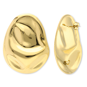 Stainless steel findings earrings / earpin oval with loop Gold