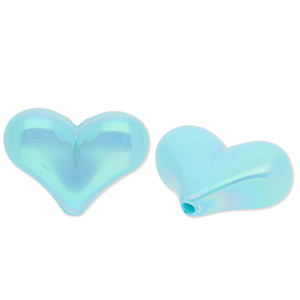 Acrylic beads heart Blue-AB Coating