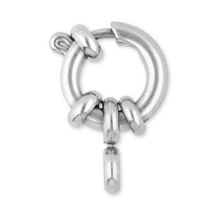 Stainless Steel findings bolt ring clasp 10mm with loop Silver