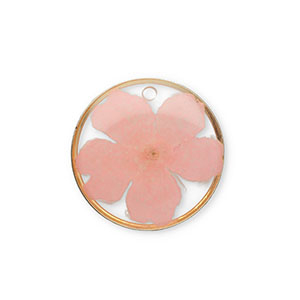 Charms with dried flowers Gold-Light Pink