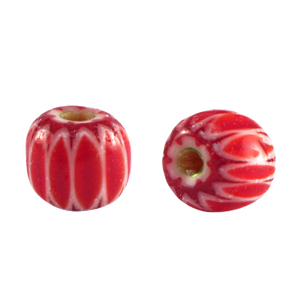 Millefiori beads tube Red
