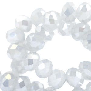 Top faceted disc beads 4x3mm Light Grey-Pearl Diamond coating