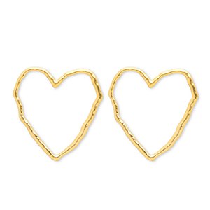 Stainless steel earrings / earpin heart Gold