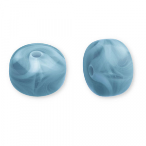 Acrylic beads disc Teal Blue-White