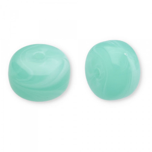 Acrylic beads disc Turquoise Green-White