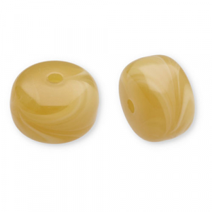 Acrylic beads disc Ochre Yellow-White
