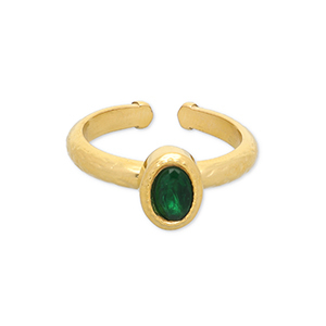 Stainless steel rings Gold-Green
