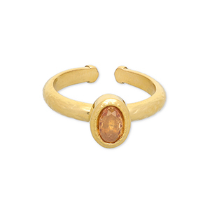 Stainless steel rings Gold-Light Orange