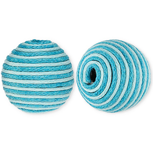 22 mm acrylic beads with waxed cord Light Blue-Blue