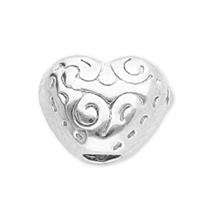 Stainless steel beads heart Silver