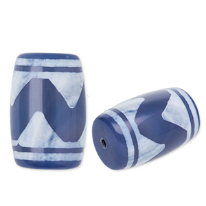 Natural stone beads Chalcedony tube wave Blue-White