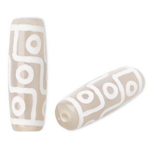 Natural stone beads Chalcedony tube Sand Beige-White