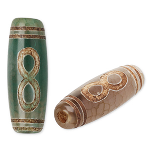 Natural stone beads Chalcedony tube infinity Green-Beige-Brown