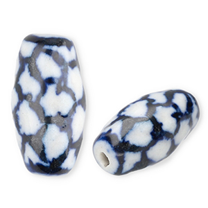 Beads ceramic rice Off White-Delft Blue