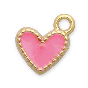 Stainless steel charms heart Gold-Pink