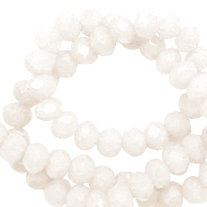 Top faceted beads 4x3mm disc Soft White-Pearl Shine Coating