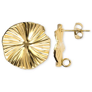Stainless steel findings earrings / earpin flower with loop Gold