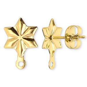 Stainless steel findings earrings / earpin star with loop Gold
