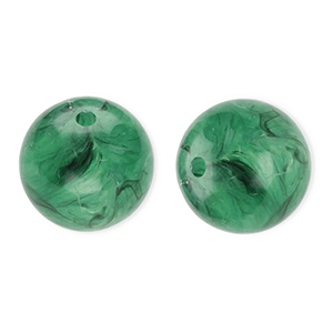 16 mm acrylic beads round Dark Green-Marble