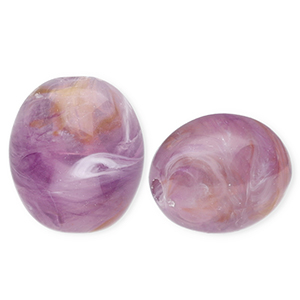 Acrylic beads oval Purple-Brown-Marble