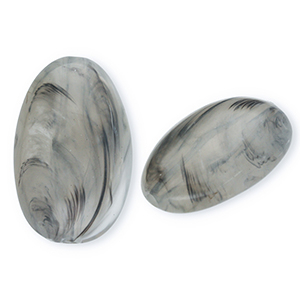 Acrylic beads oblong oval Grey-Marble