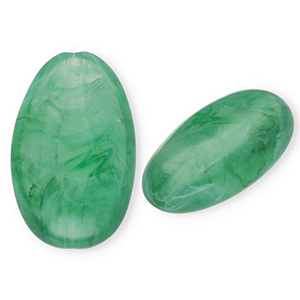 Acrylic beads oblong oval Dark Green-Marble