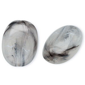 Acrylic beads oval Grey-Marble