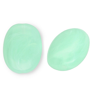 Acrylic beads oval Mint Green-Marble