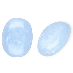 Acrylic beads oval Blue-Marble