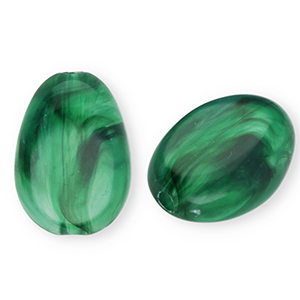Acrylic beads oval Dark Green-Marble
