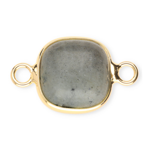 Natural stone charms connector 12x12mm Grey-Gold