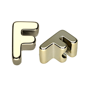 Acrylic letter beads letter F Gold