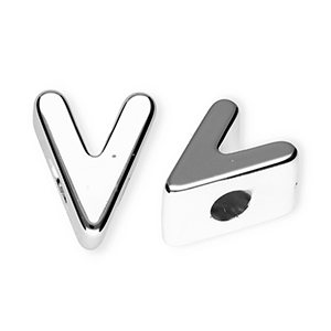 Acrylic letter beads letter V Silver