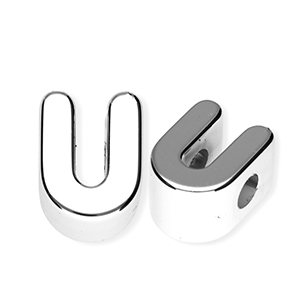 Acrylic letter beads letter U Silver