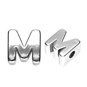 Acrylic letter beads letter M Silver
