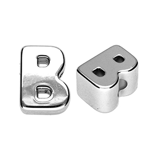 Acrylic letter beads letter B Silver