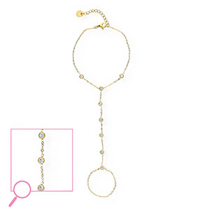 Stainless steel hand chain Gold-Crystal