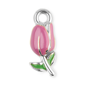 Stainless steel charms tulip Silver-Purple-Green