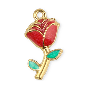 Stainless steel charms rose Gold-Red-Green