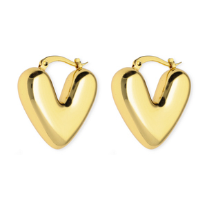 Stainless steel earrings / creoles heart Gold